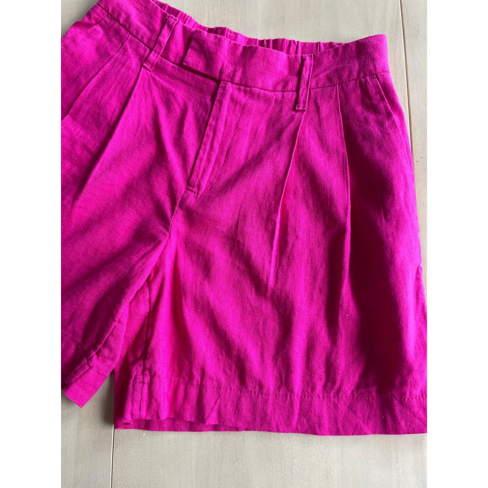 A New Day Target Linen Blend Hot Pink Magenta Pleated High Waisted Shorts Size 2 - Picture 4 of 13